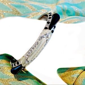ArtDeco blackwhite lucite crystal bangle bracelet